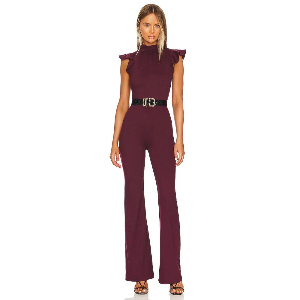 Amanda Uprichard x REVOLVE Davina Jumpsuit Mock Neck Flare Formal Party MD